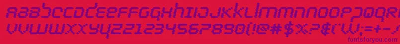 bytepoliceblackital-Schriftart – Violette Schriften auf rotem Hintergrund