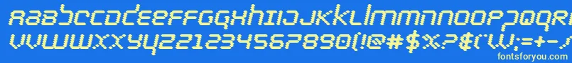bytepoliceblackital Font – Yellow Fonts on Blue Background