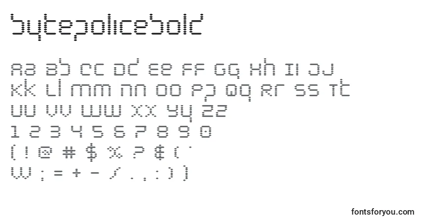 A fonte Bytepolicebold – alfabeto, números, caracteres especiais