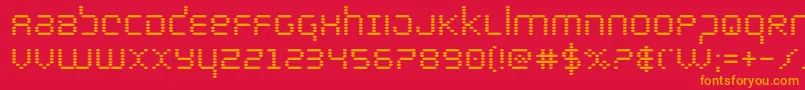 bytepolicebold-Schriftart – Orangefarbene Schriften auf rotem Hintergrund