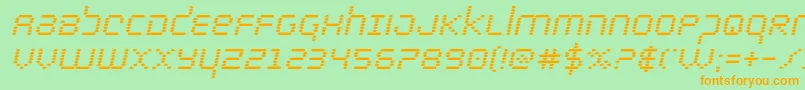 bytepolicebolditalフォントについての詳細 フォントbytepoliceboldital – オレンジの文字が緑の背景にあります。