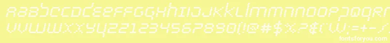 Fonte bytepoliceboldital – fontes brancas em um fundo amarelo