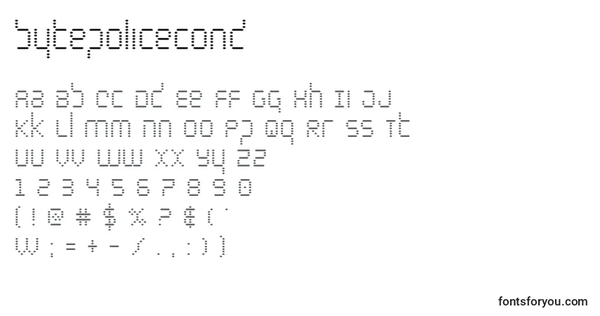 A fonte Bytepolicecond – alfabeto, números, caracteres especiais