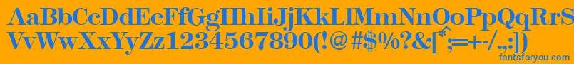 Modern438Bold Font – Blue Fonts on Orange Background