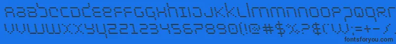bytepoliceleft-Schriftart – Schwarze Schriften auf blauem Hintergrund