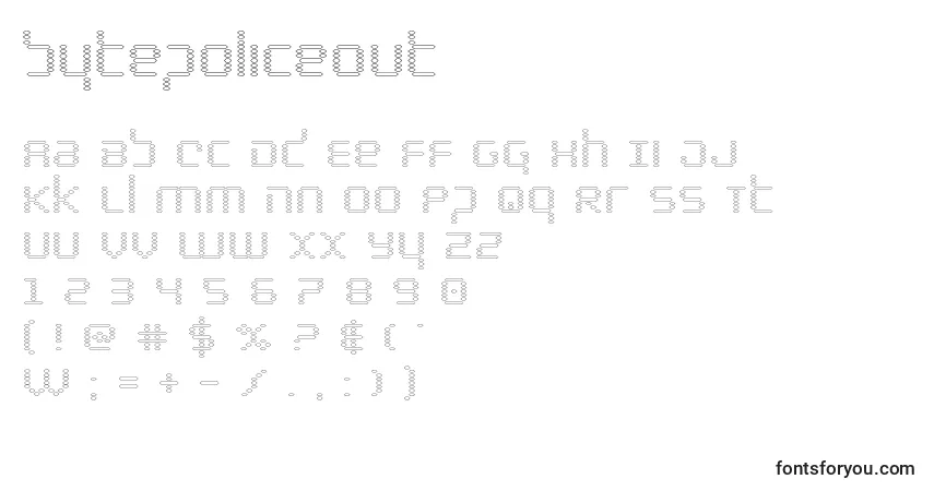 A fonte Bytepoliceout – alfabeto, números, caracteres especiais