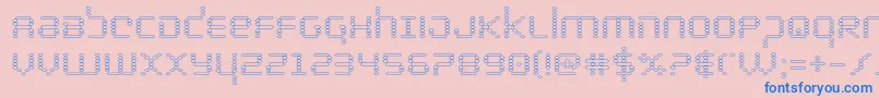 bytepoliceout-Schriftart – Blaue Schriften auf rosa Hintergrund