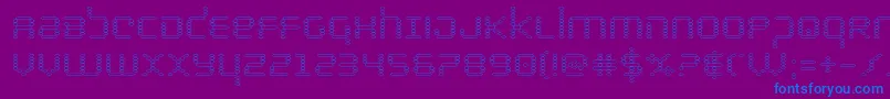 Fonte bytepoliceout – fontes azuis em um fundo violeta