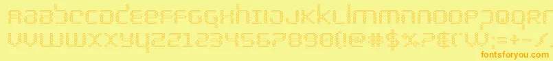 bytepoliceout-fontti – oranssit fontit keltaisella taustalla