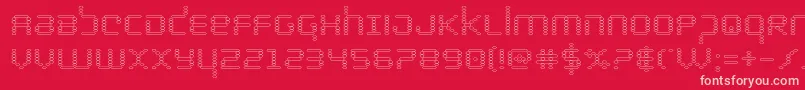 bytepoliceout-Schriftart – Rosa Schriften auf rotem Hintergrund