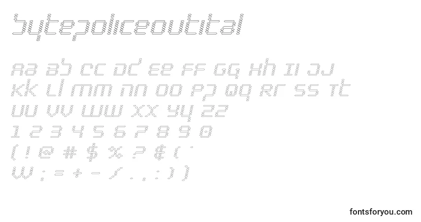 Schriftart Bytepoliceoutital – Alphabet, Zahlen, spezielle Symbole