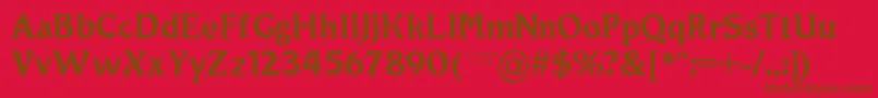 Roamic-Schriftart – Braune Schriften auf rotem Hintergrund