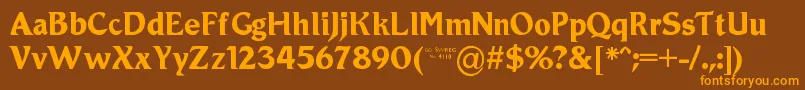 フォントRoamic – オレンジ色の文字が茶色の背景にあります。