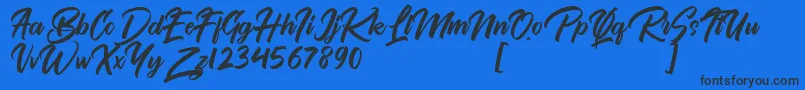 Bythemis Quertas Personal Use-Schriftart – Schwarze Schriften auf blauem Hintergrund