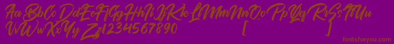 Bythemis Quertas Personal Use-Schriftart – Braune Schriften auf violettem Hintergrund