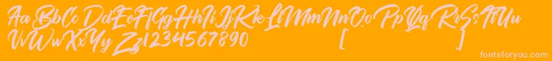 Bythemis Quertas Personal Use-Schriftart – Rosa Schriften auf orangefarbenem Hintergrund