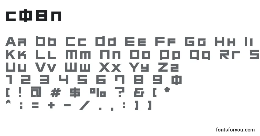 A fonte C08n   (122524) – alfabeto, números, caracteres especiais