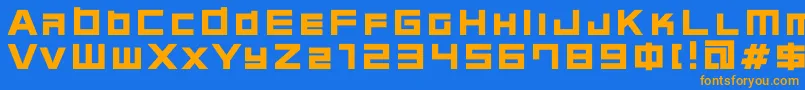 フォントc08n   – オレンジ色の文字が青い背景にあります。