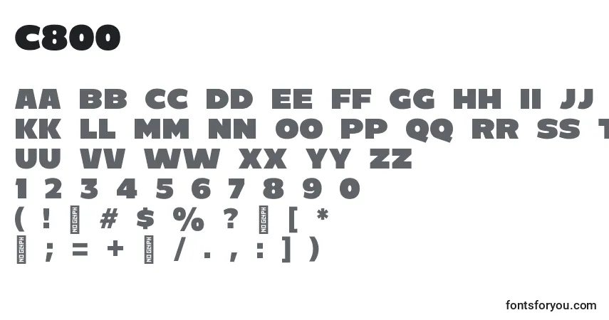 A fonte C800 – alfabeto, números, caracteres especiais