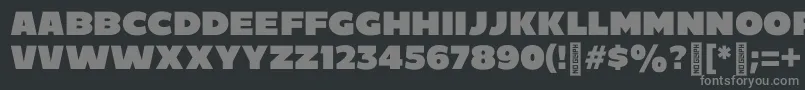 C800-fontti – harmaat kirjasimet mustalla taustalla