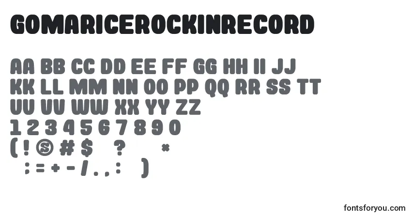 A fonte GomariceRockinRecord – alfabeto, números, caracteres especiais