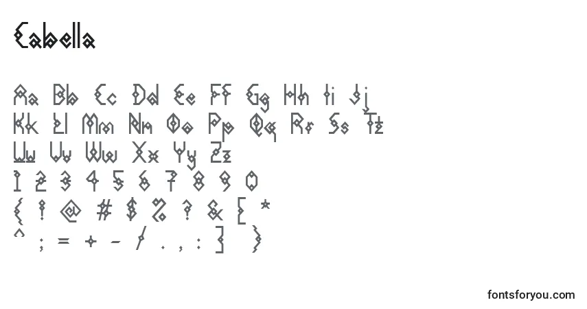 A fonte Cabella – alfabeto, números, caracteres especiais