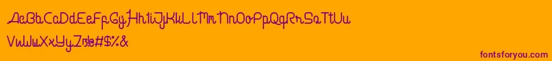 cabello script Font – Purple Fonts on Orange Background