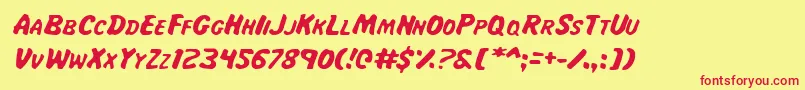 MissAmandaJonesItal Font – Red Fonts on Yellow Background
