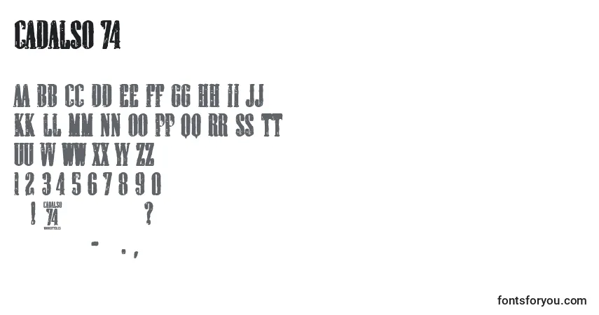 A fonte Cadalso 74 – alfabeto, números, caracteres especiais