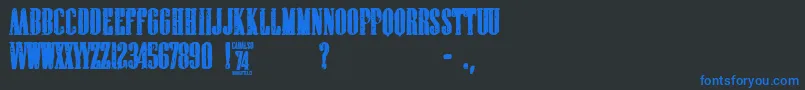 cadalso 74-Schriftart – Blaue Schriften auf schwarzem Hintergrund