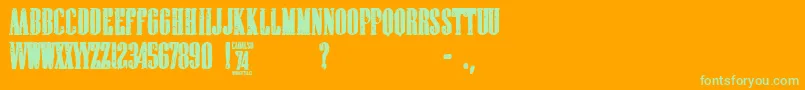 cadalso 74-fontti – vihreät fontit oranssilla taustalla