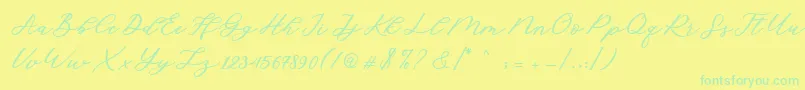Cadosa Script Font – Green Fonts on Yellow Background