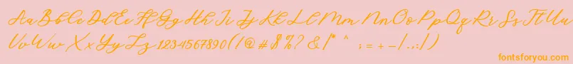 Cadosa Script-Schriftart – Orangefarbene Schriften auf rosa Hintergrund