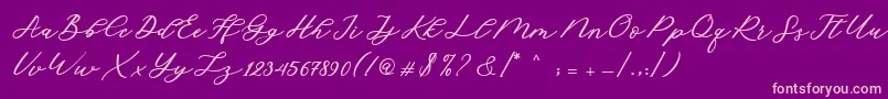 Cadosa Script-Schriftart – Rosa Schriften auf violettem Hintergrund