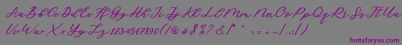 Czcionka Cadosa Script – fioletowe czcionki na szarym tle