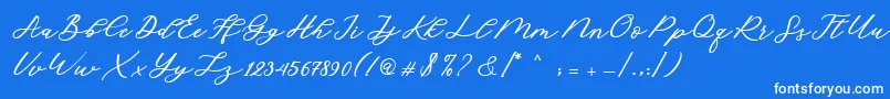 フォントCadosa Script – 青い背景に白い文字