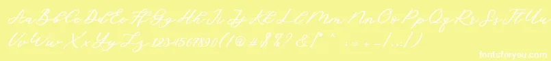 Cadosa Script-Schriftart – Weiße Schriften auf gelbem Hintergrund