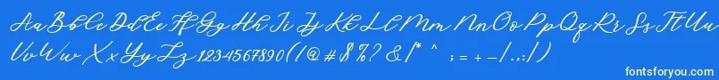 Cadosa Script Font – Yellow Fonts on Blue Background