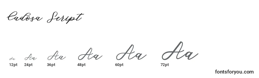 Cadosa Script Font Sizes