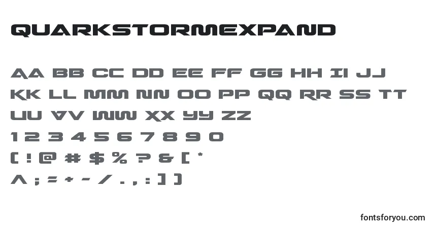 Шрифт Quarkstormexpand – алфавит, цифры, специальные символы