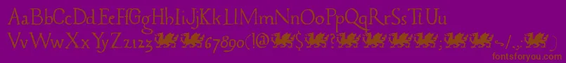Caerphilly DEMO-Schriftart – Braune Schriften auf violettem Hintergrund