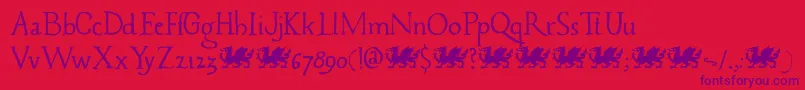 Caerphilly DEMO-Schriftart – Violette Schriften auf rotem Hintergrund