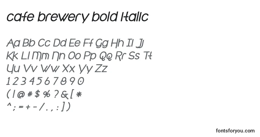A fonte Cafe brewery bold italic – alfabeto, números, caracteres especiais