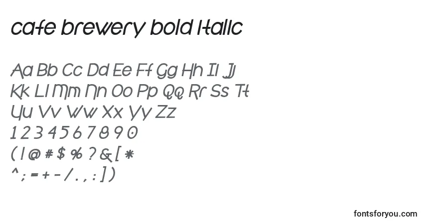 A fonte Cafe brewery bold italic (122552) – alfabeto, números, caracteres especiais