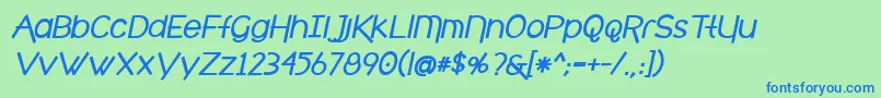 Czcionka cafe brewery bold italic – niebieskie czcionki na zielonym tle