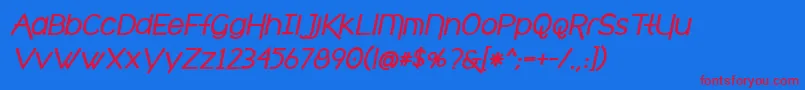 Czcionka cafe brewery bold italic – czerwone czcionki na niebieskim tle