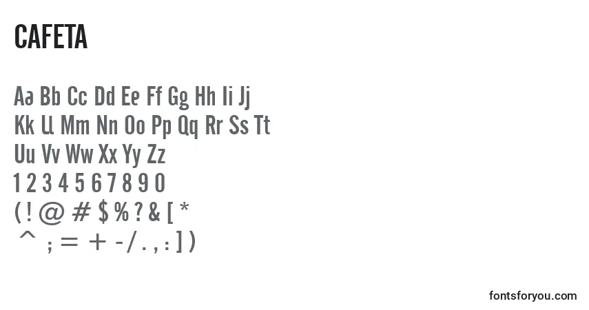 Czcionka CAFETA   (122555) – alfabet, cyfry, specjalne znaki