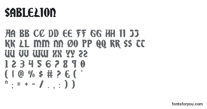 Schriftart SableLion – Alphabet, Zahlen, spezielle Symbole