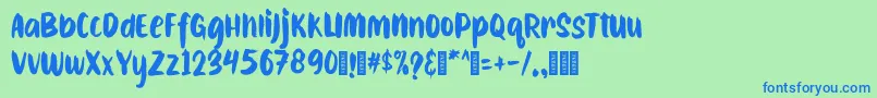 CAIBOJOGRegular-Schriftart – Blaue Schriften auf grünem Hintergrund