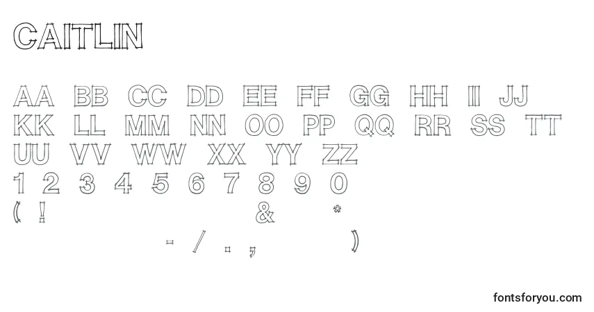 Czcionka Caitlin – alfabet, cyfry, specjalne znaki